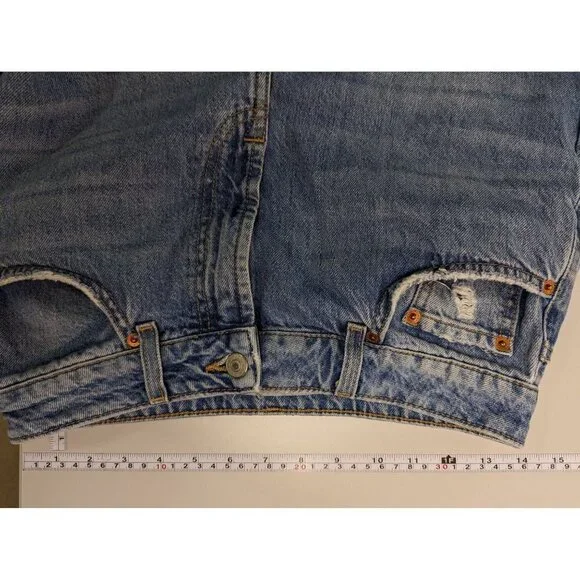 TopShop Womens Moto Denim Jeans Ankle Cropped Size 28 / 30 Wide Leg Distressed - Picture 6 of 9